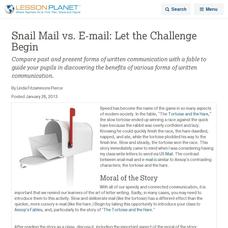 Snail Mail vs. E-mail: Let the Challenge Begin Lesson Planet Article Snail Mail vs. E-mail: Let the Challenge Begin Lesson Planet Article