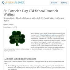 St. Patrick's Day Old School Limerick Writing Lesson Planet Article St. Patrick's Day Old School Limerick Writing Lesson Planet Article