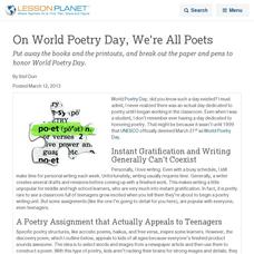 On World Poetry Day, We're All Poets Lesson Planet Article On World Poetry Day, We're All Poets Lesson Planet Article