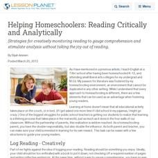 Helping Homeschoolers: Reading Critically and Analytically Lesson Planet Article Helping Homeschoolers: Reading Critically and Analytically Lesson Planet Article