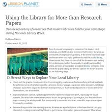 Using the Library for More than Research Papers Lesson Planet Article Using the Library for More than Research Papers Lesson Planet Article