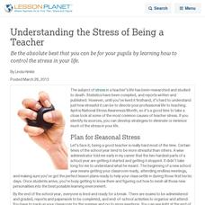 Understanding the Stress of Being a Teacher Lesson Planet Article Understanding the Stress of Being a Teacher Lesson Planet Article