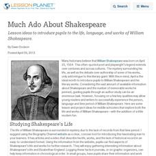 Much Ado About Shakespeare Lesson Planet Article Much Ado About Shakespeare Lesson Planet Article