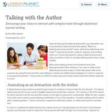 Talking with the Author Lesson Planet Article Talking with the Author Lesson Planet Article