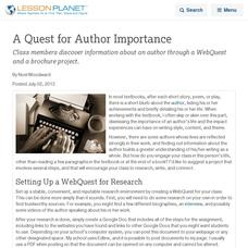 A Quest for Author Importance Lesson Planet Article A Quest for Author Importance Lesson Planet Article