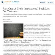 Part One: A Truly Inspirational Book List For Teachers Lesson Planet Article Part One: A Truly Inspirational Book List For Teachers Lesson Planet Article