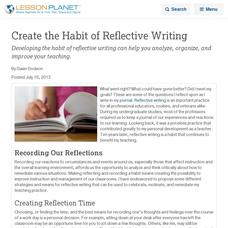 Create the Habit of Reflective Writing Lesson Planet Article Create the Habit of Reflective Writing Lesson Planet Article