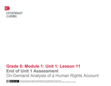 End of Unit 1 Assessment: On-Demand Analysis of a Human Rights Account Lesson Plan End of Unit 1 Assessment: On-Demand Analysis of a Human Rights Account Lesson Plan