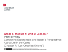 Point of View: Comparing Esperanza's and Isabel's Perspectives About Life in the Camp (Chapter 7: "Las Cebollas/Onions") Lesson Plan Point of View: Comparing Esperanza's and Isabel's Perspectives About Life in the Camp (Chapter 7: "Las Cebollas/Onions") Lesson Plan