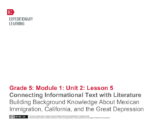 Connecting Informational Text with Litearature: Building Background Knowledge About Mexican Immigration, California, and the Great Depression Lesson Plan Connecting Informational Text with Litearature: Building Background Knowledge About Mexican Immigration, California, and the Great Depression Lesson Plan
