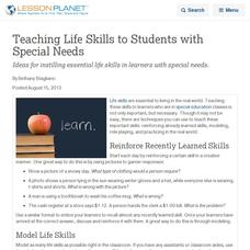 Teaching Life Skills to Students with Special Needs Lesson Planet Article Teaching Life Skills to Students with Special Needs Lesson Planet Article