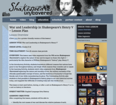 War and Leadership in Shakespeare’s Henry V Lesson Plan War and Leadership in Shakespeare’s Henry V Lesson Plan