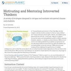 Motivating and Mentoring Introverted Thinkers Lesson Planet Article Motivating and Mentoring Introverted Thinkers Lesson Planet Article