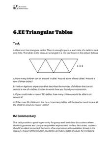 Triangular Tables Activity Triangular Tables Activity