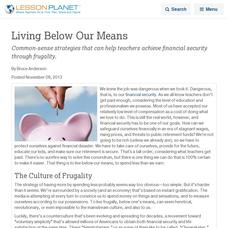 Living Below Our Means Lesson Planet Article Living Below Our Means Lesson Planet Article