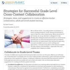 Strategies for Successful Grade Level Cross-Content Collaboration Lesson Planet Article Strategies for Successful Grade Level Cross-Content Collaboration Lesson Planet Article
