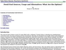 Fossil Fuel Sources, Usage and Alternatives: What are the Options? Lesson Plan Fossil Fuel Sources, Usage and Alternatives: What are the Options? Lesson Plan