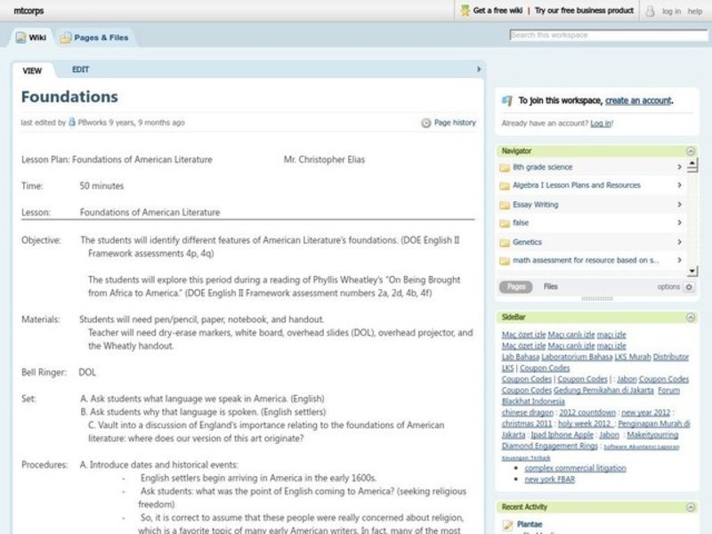 Foundations Lesson Plan Foundations Lesson Plan