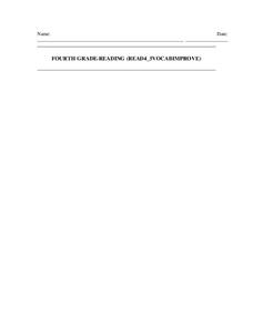 Fourth Grade Reading Lesson Plan Fourth Grade Reading Lesson Plan