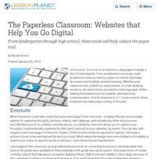The Paperless Classroom: Websites that Help You Go Digital Lesson Planet Article The Paperless Classroom: Websites that Help You Go Digital Lesson Planet Article