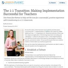 The 1:1 Transition: Making Implementation Successful for Teachers Lesson Planet Article The 1:1 Transition: Making Implementation Successful for Teachers Lesson Planet Article