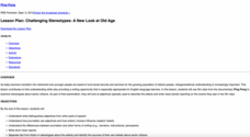 Challenging Stereotypes: A New Look at Old Age Lesson Plan Challenging Stereotypes: A New Look at Old Age Lesson Plan