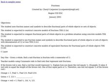 Fractions Lesson Plan Fractions Lesson Plan