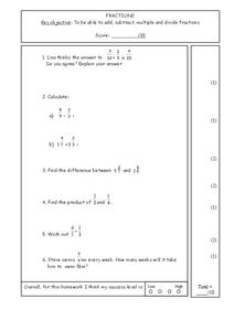 Fractions Worksheet Fractions Worksheet