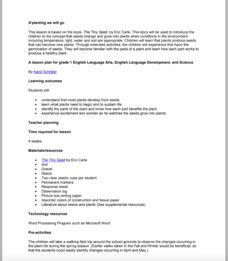 A'planting We will Go Lesson Plan A'planting We will Go Lesson Plan