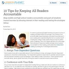 10 Tips for Keeping All Readers Accountable Lesson Planet Article 10 Tips for Keeping All Readers Accountable Lesson Planet Article