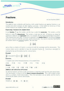Fractions Handout Fractions Handout