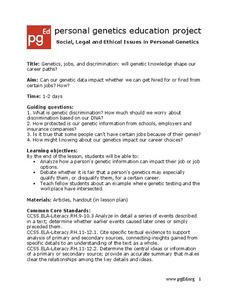 Genetics, Jobs and Your Rights Lesson Plan Genetics, Jobs and Your Rights Lesson Plan