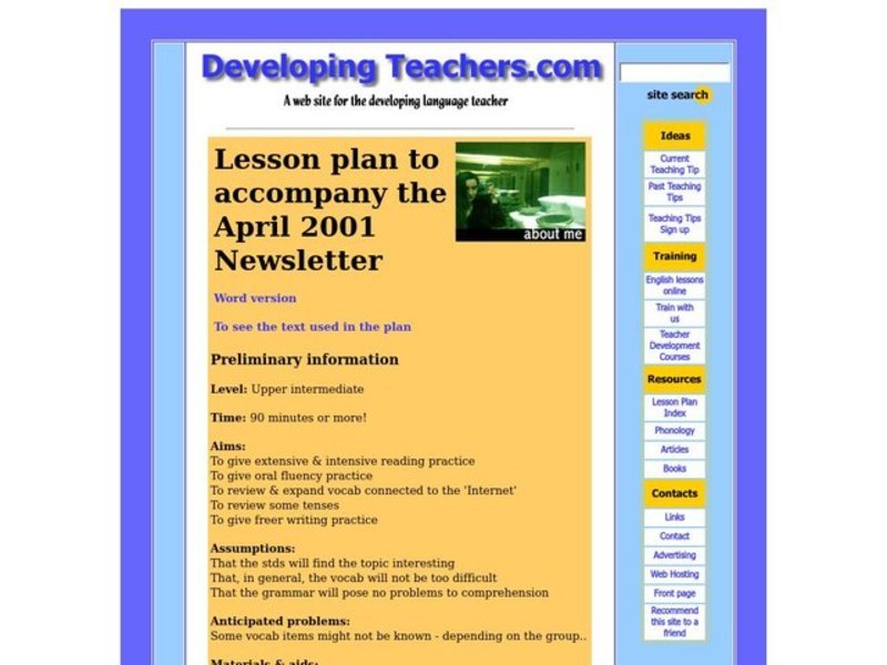 About Me Lesson Plan About Me Lesson Plan