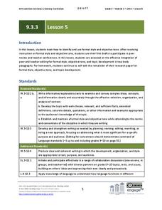 Grade 9 ELA Module 3, Unit 3, Lesson 5 Lesson Plan Grade 9 ELA Module 3, Unit 3, Lesson 5 Lesson Plan