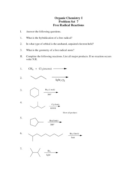 Free Radical Reactions Lesson Plan Free Radical Reactions Lesson Plan