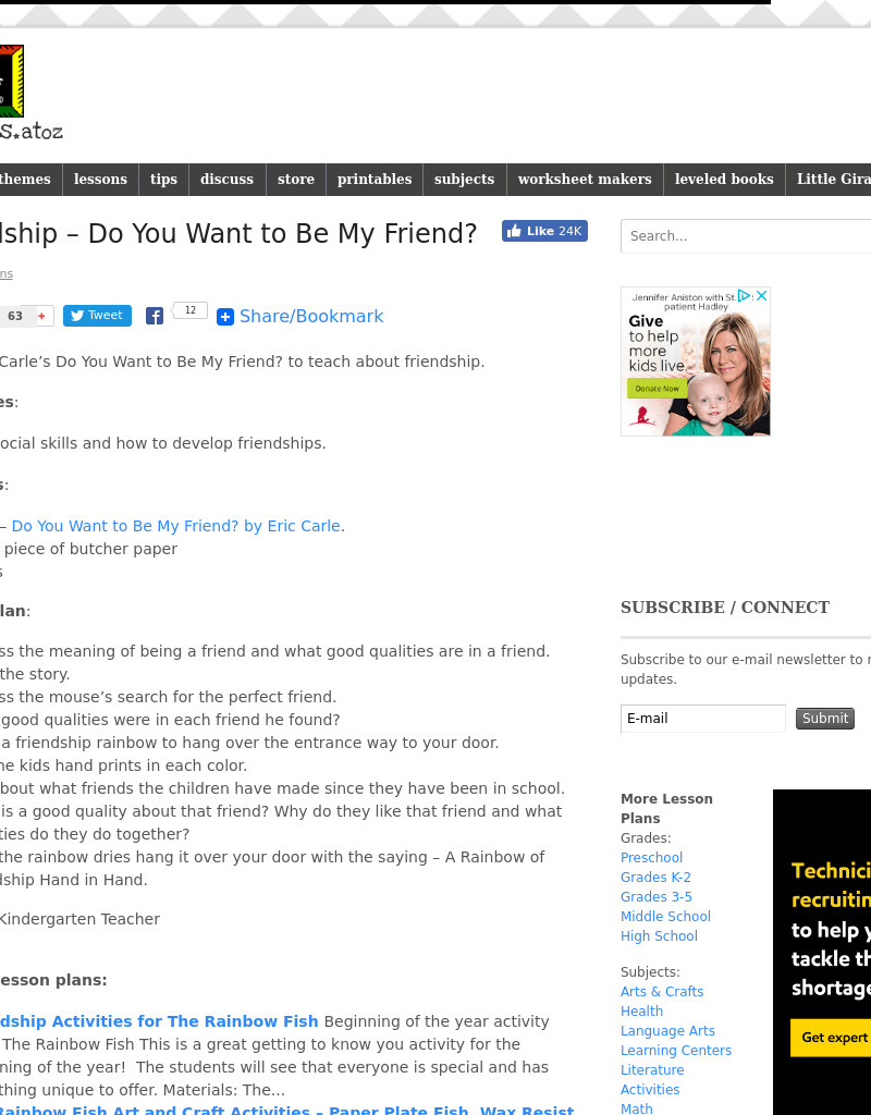 Friendship Lesson Plan Friendship Lesson Plan