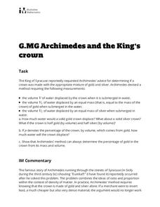 Archimedes and the King's Crown Activity Archimedes and the King's Crown Activity