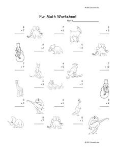 Fun Math Worksheet: 1-Digit Addition 10 Worksheet Fun Math Worksheet: 1-Digit Addition 10 Worksheet
