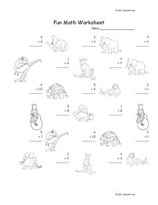 Fun Math Worksheet: 1-Digit Addition 16 Worksheet Fun Math Worksheet: 1-Digit Addition 16 Worksheet