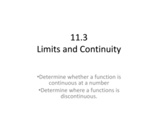 Limits and Continuity Presentation Limits and Continuity Presentation