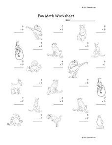 Fun Math Worksheet: 1-Digit Addition 20 Worksheet Fun Math Worksheet: 1-Digit Addition 20 Worksheet