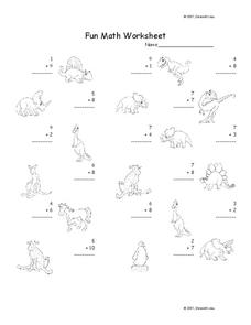 Fun Math Worksheet: 1-Digit Addition 7 Worksheet Fun Math Worksheet: 1-Digit Addition 7 Worksheet