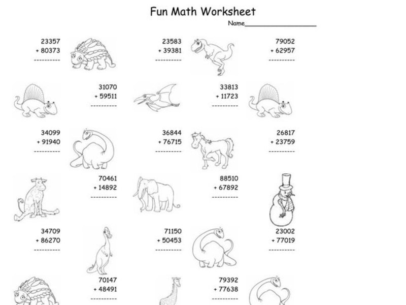 Fun Math Worksheet - Five Digit Addition With Regrouping Worksheet Fun Math Worksheet - Five Digit Addition With Regrouping Worksheet