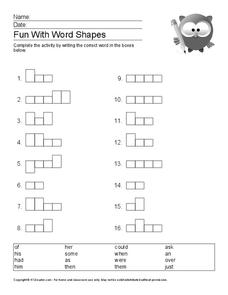 Fun with Word Shapes Worksheet Fun with Word Shapes Worksheet