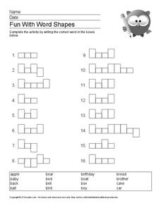 Fun with Word Shapes Worksheet Fun with Word Shapes Worksheet