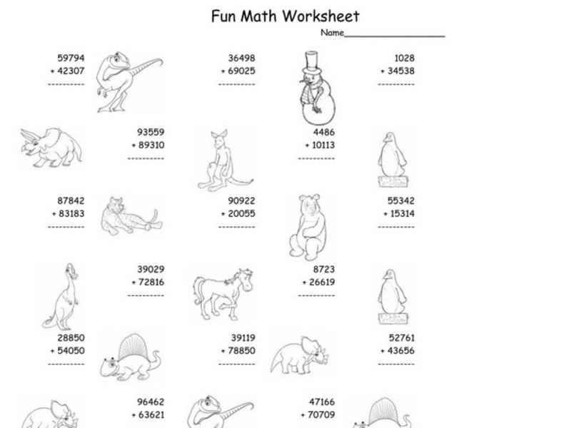 Fun Math Worksheet: Multiple Digit Addition Worksheet Fun Math Worksheet: Multiple Digit Addition Worksheet