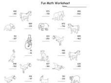 Fun Math Worksheet: Multiple Digit Subtraction 5 Worksheet Fun Math Worksheet: Multiple Digit Subtraction 5 Worksheet