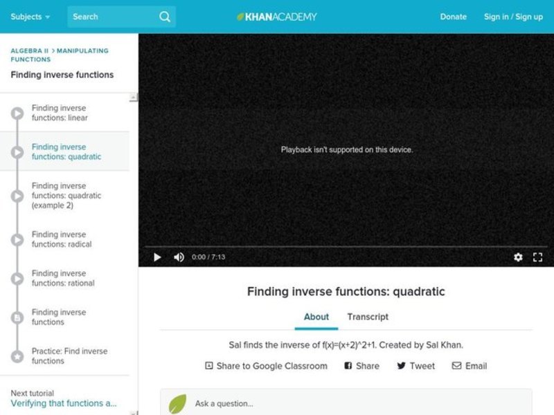 Function Inverses Example 1 Instructional Video Function Inverses Example 1 Instructional Video