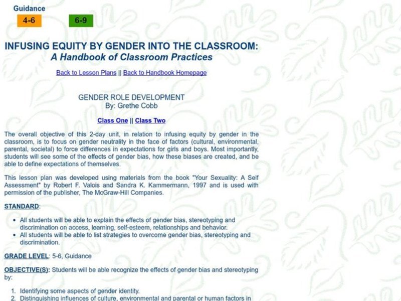 GENDER ROLE DEVELOPMENT Lesson Plan GENDER ROLE DEVELOPMENT Lesson Plan