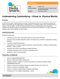 Understanding Cyberbullying — Virtual vs. Physical Worlds Lesson Plan Understanding Cyberbullying — Virtual vs. Physical Worlds Lesson Plan